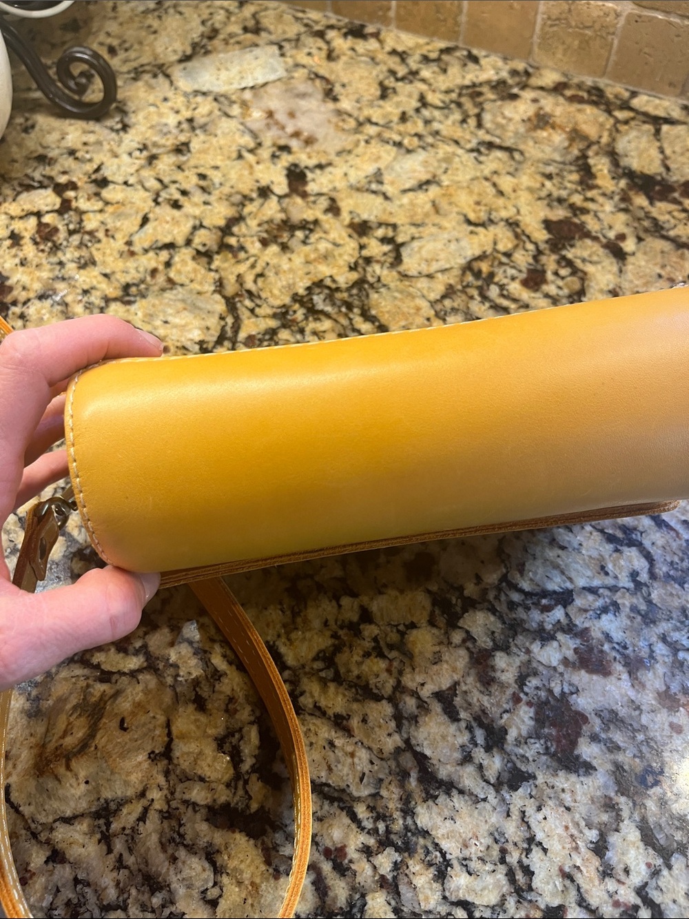Portland Leather Yellow-Tan Crossbody Bag - Picture 5 of 5